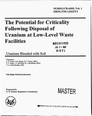 The potential for criticality following disposal of uranium at low-level waste facilities: Uranium blended with soil