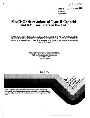 MACHO observations of Type II cepheids and RV Tauri Stars in the LMC