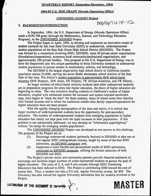 UNFINISHED JOURNEY Project. Quarterly report, September 1994--December 1994