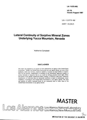 Lateral continuity of sorptive mineral zones underlying Yucca Mountain, Nevada