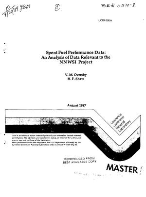 Spent fuel performance data: An analysis of data relevant to the NNWSI Project