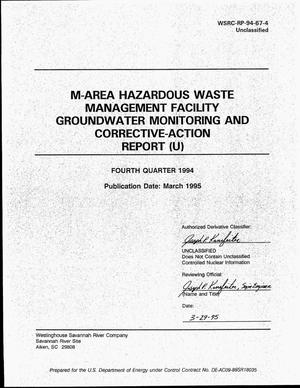 M-Area Hazardous Waste Management Facility. Fourth Quarter 1994, Groundwater Monitoring Report