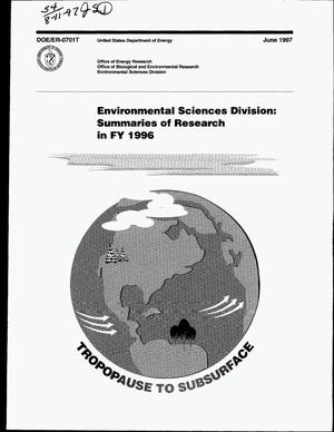 Environmental Sciences Division: Summaries of research in FY 1996