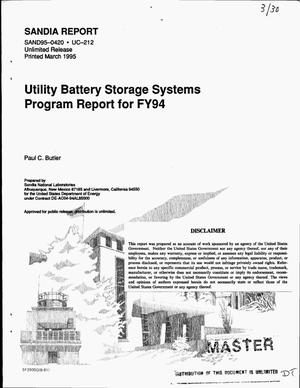 Utility battery storage systems program report for FY 94