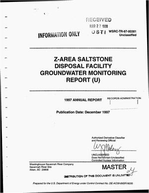 Z-Area Saltstone Disposal Facility Groundwater Monitoring Report. 1997 Annual Report