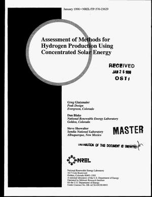 Assessment of methods for hydrogen production using concentrated solar energy