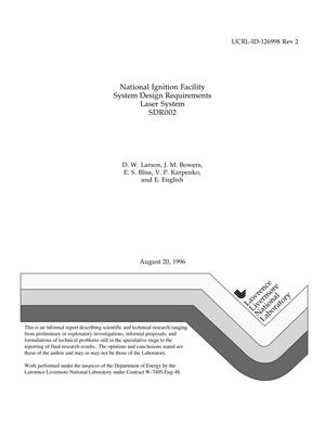 National Ignition Facility system design requirements Laser System SDR002