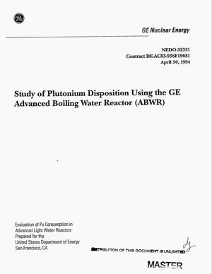 Study of plutonium disposition using the GE Advanced Boiling Water Reactor (ABWR)
