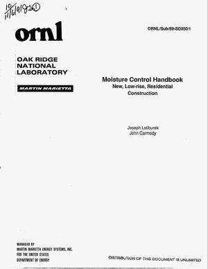 Moisture Control Handbook: New, low-rise, residential construction