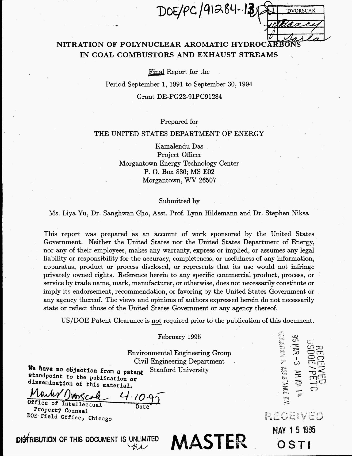 Nitration of polynuclear aromatic hydrocarbons in coal combustors and exhaust streams: Final report, September 1, 1991--September 30, 1994
                                                
                                                    [Sequence #]: 1 of 32
                                                
