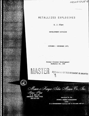 Metallized explosives. Quarterly report, October--December, 1971