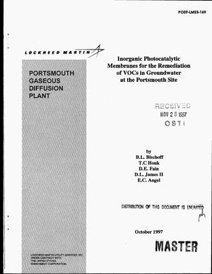 Inorganic Photocatalytic Membranes for the Remediation of VOCs in Groundwater at the Portsmouth Site