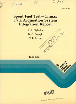 Spent fuel test. Climax data acquisition system integration report