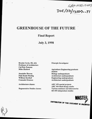 Greenhouse of the future. Final report