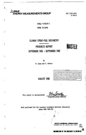 Climax spent-fuel dosimetry. Progress report, September 1981-September 1982