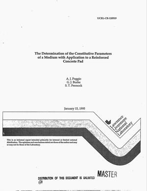 The determination of the constitutive parameters of a medium with application to a reinforced concrete pad