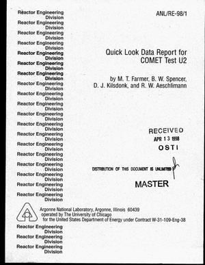 Quick look data report for COMET Test U2