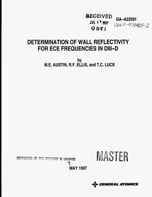 Determination of wall reflectivity for ECE frequencies in DIII-D