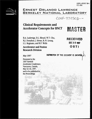 Clinical requirements and accelerator concepts for BNCT