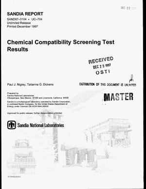 Chemical compatibility screening test results