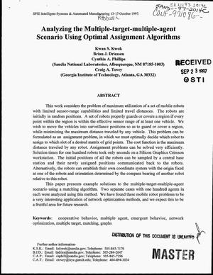 Analyzing the multiple-target-multiple-agent scenario using optimal assignment algorithms