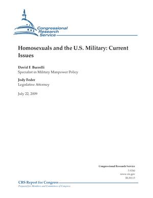 Homosexuals and the U.S. Military: Current Issues