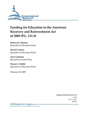 Funding for Education in the American Recovery and Reinvestment Act of 2009 (P.L. 111-5)