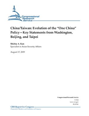 Primary view of object titled 'China/Taiwan: Evolution of the "One China" Policy--Key Statements from Washington, Beijing, and Taipei'.