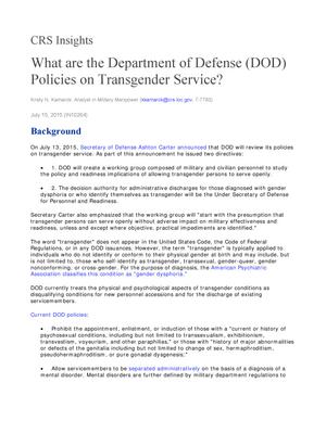 What are the Department of Defense (DOD) Policies on Transgender Service?