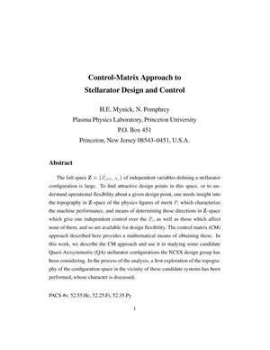 Control-matrix approach to stellarator design and control