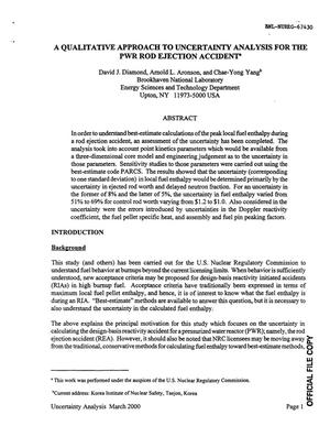 A Qualitative Approach to Uncertainty Analysis for the Pwr Rod Ejection Accident