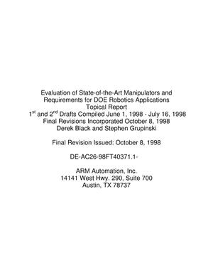 EVALUATION OF STATE-OF-THE-ART MANIPULATORS AND REQUIREMENTS FOR DOE ROBOTICS APPLICATIONS