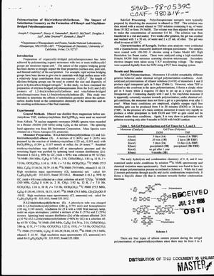 Polymerization of bis(triethoxysilyl)ethenes. The impact of substitution geometry on the formation of ethenyl- and vinylidene-bridged polysilsesquioxanes