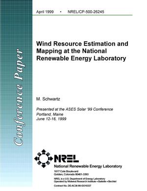 Wind Resource Estimation and Mapping at the National Renewable Energy Laboratory
