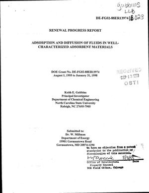 Adsorption and diffusion of fluids in well-characterized adsorbent materials. Renewal progress report, August 1, 1995 to January 31, 1998