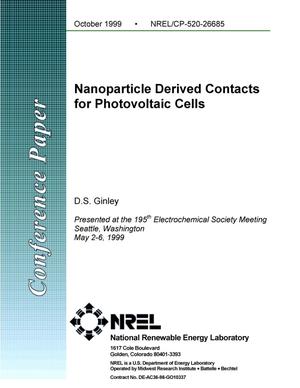 Nanoparticle derived contacts for photovoltaic cells