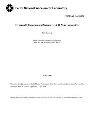 Hyperon99 experimental summary: A 40 year perspective