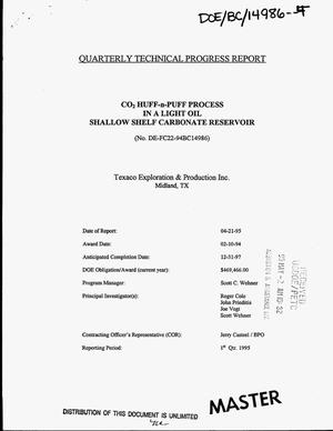 CO{sub 2} HUFF-n-PUFF process in a light oil shallow shelf carbonate reservoir. Quarterly technical progress report, [January 1, 1995--March 31, 1995]
