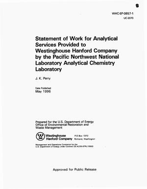 Statement of work for analytical services provided to Westinghouse Hanford Company by the Pacific Northwest National Laboratory analytical chemistry laboratory