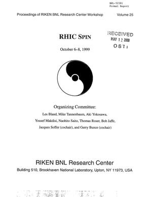 Proceedings of RIKEN BNL Research Center workwhop on RHIC spin