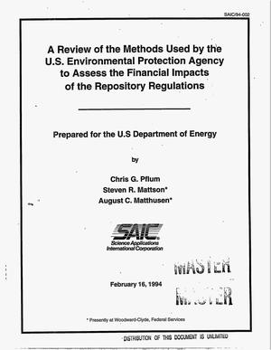 A review of the methods used by the US Environmental Protection Agency to assess the financial impacts of the repository regulations