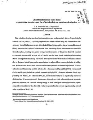 Ultrathin aluminum oxide films: Al-sublattice structure and the effect of substrate on ad-metal adhesion