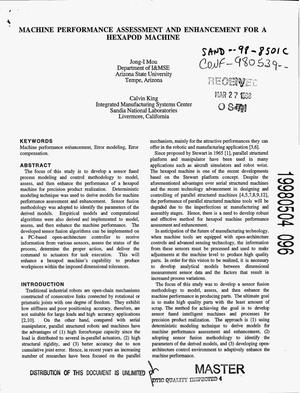 Machine performance assessment and enhancement for a hexapod machine
