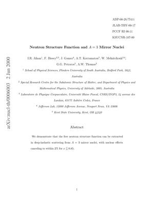 Neutron structure function and A=3 mirror nuclei