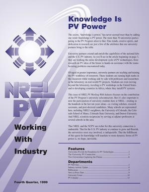Primary view of object titled 'NREL PV Working With Industry Newsletter: 4th Quarter 1999'.