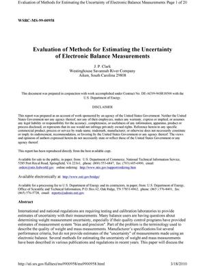 Evaluation of methods for estimating the uncertainty of electronic balance measurements