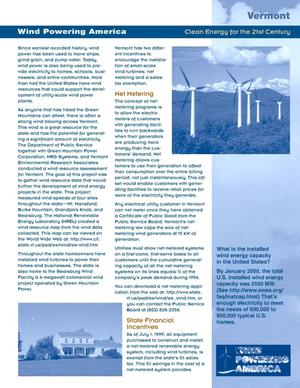 Wind powering America: Vermont