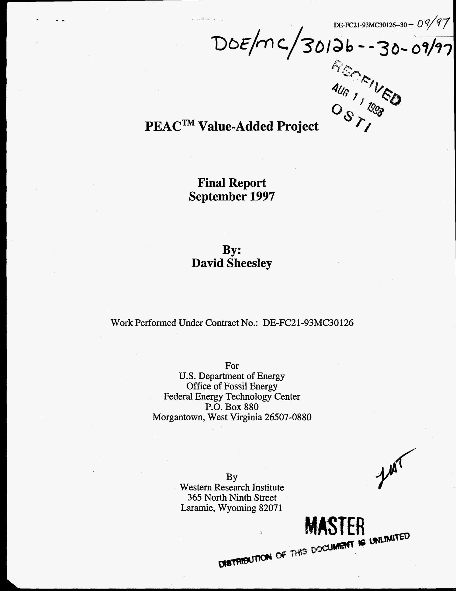 PEAC{trademark} value-added project. Final report
                                                
                                                    [Sequence #]: 1 of 24
                                                