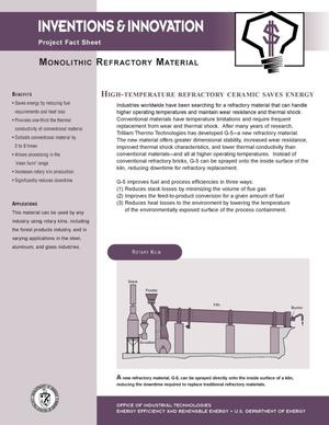 Inventions and Innovations fact sheet: Monolithic refractory material