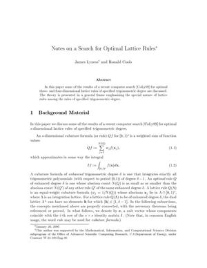 Notes on a search for optimal lattice rules